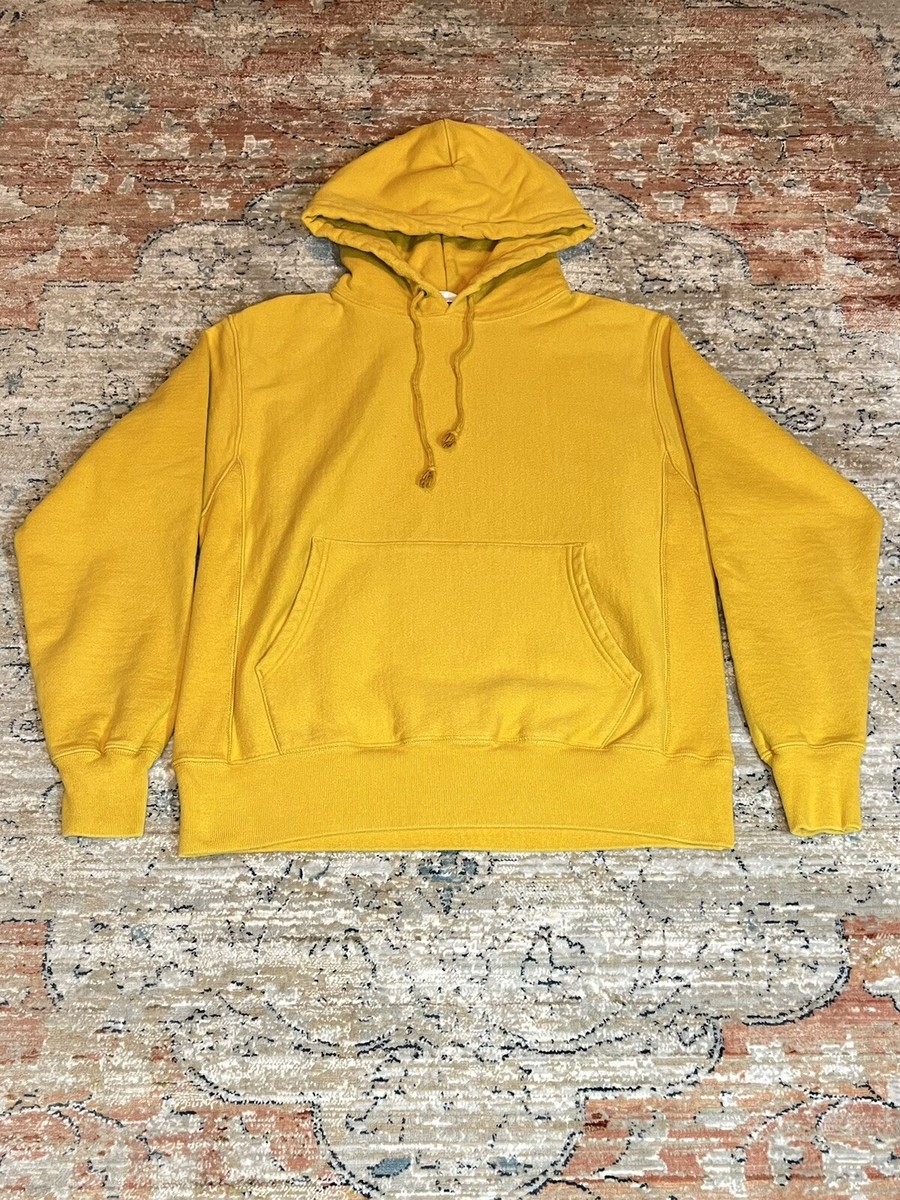 Champion Yellow Reverse Weave Hoodie Heavyweight Medium 19