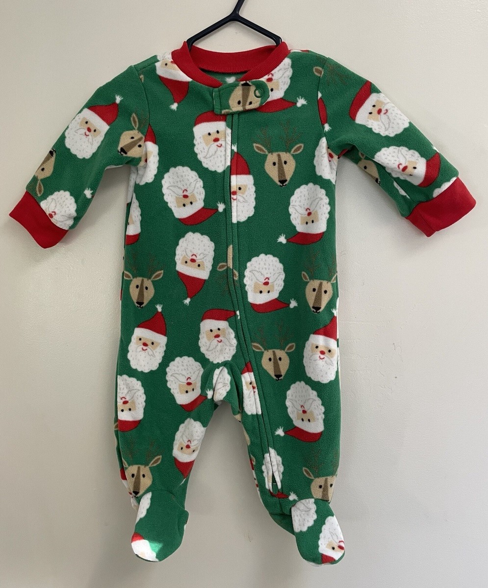 Carters Baby Boys Cozy Fleece 2-Way Zip Holiday Christmas Sleep Play  Green M