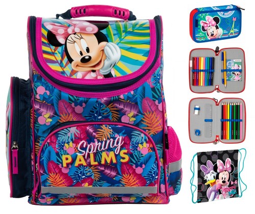 Set zaino Minnie Mouse ERGO CARTELLA astuccio Sacchetto scarpe scuola  elementare | eBay