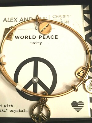 ALEX AND ANI World Peace Unity Swarovski Crystals Gold Tone
