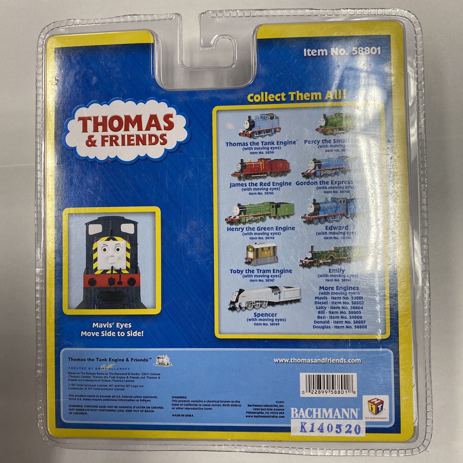 Bachmann 58801 Mavis with moving eyes HO scale engine thomas and friends