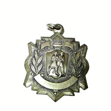 1957 Roller Skating Dancing Couple Medal Award Pin Rotation Foxtrot MCM Pewter