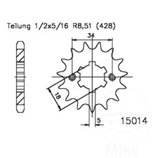 Front Sprocket 13 T 428 P Narrow Spline 6 18/20mm For Kymco Zing 125 97-01