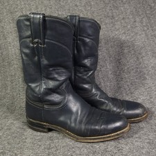Justin Roper Boots Women 6.5 A Black Leather Good Vintage Western L3057 USA