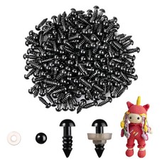 400pcs 6mm Black Plastic Safety Eyes for Amigurumi Dolls with Washers