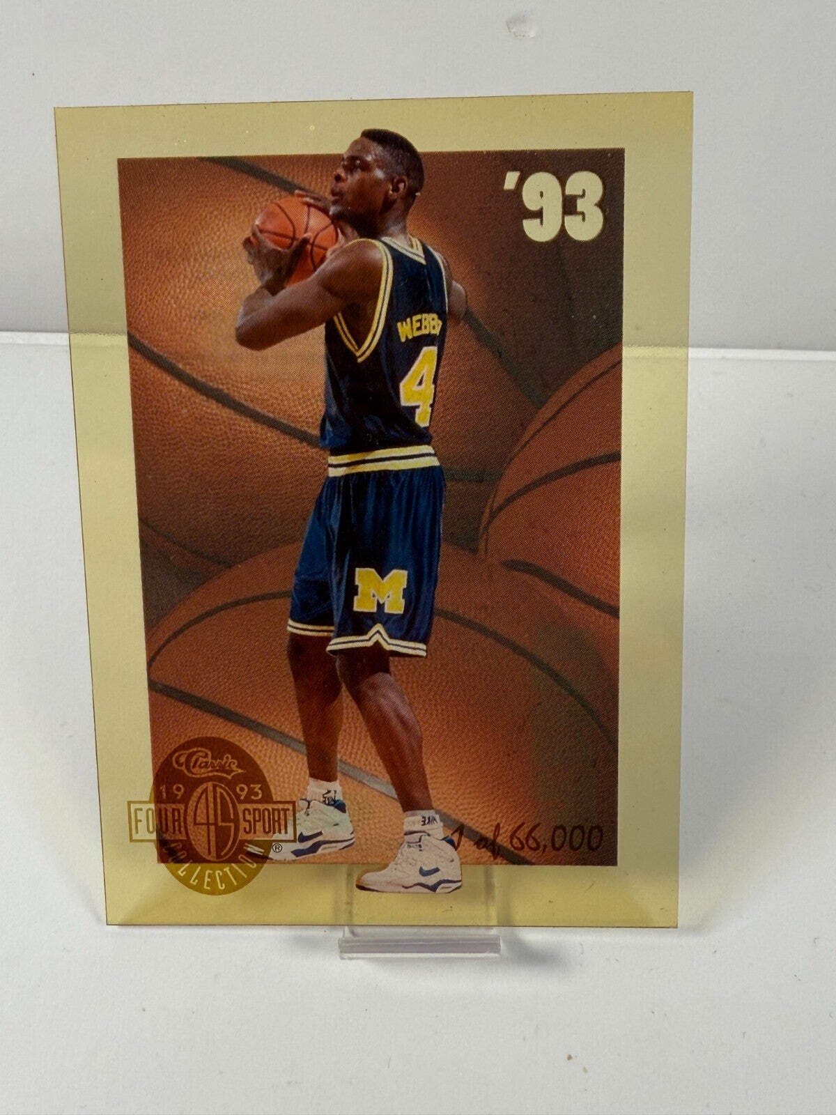 1993-94 Classic Four Sport ACETATE 1 of 66,000 CHRIS WEBBER Rookie Card MICHIGAN