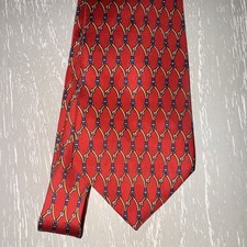 Brooks Brothers Men s Silk Necktie Tie, Red Blue Gold Geometric Woven Logo