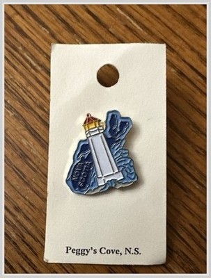 Peggys Cove NS Lighthouse Souvenir Pin 1970s Sou'Wester Halifax Canada Enamel