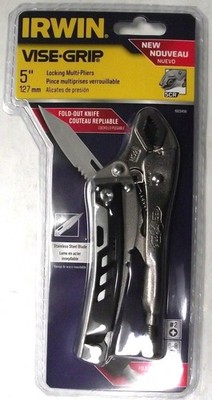 Irwin Vise-Grip 5'' Curved Jaw Locking Multi Pliers Knife Screwdriver 5CR 1923456