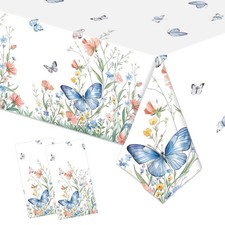 2 Pack Spring Floral Tablecloth Party Decorations, 54 x 108 Inch Disposable Wild