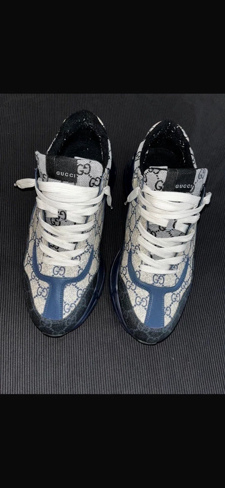 Gucci Sneaker Rython Cloth Navy, Größe 44 - Bild 3 von 4