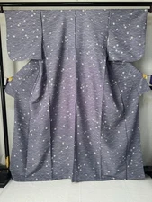 Japanese washable gray purple kimono  size unspecified excellent condition