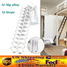 Folding Attic Ladder White Wall Mounted Folding Ladder Loft Stairs 12 Steps