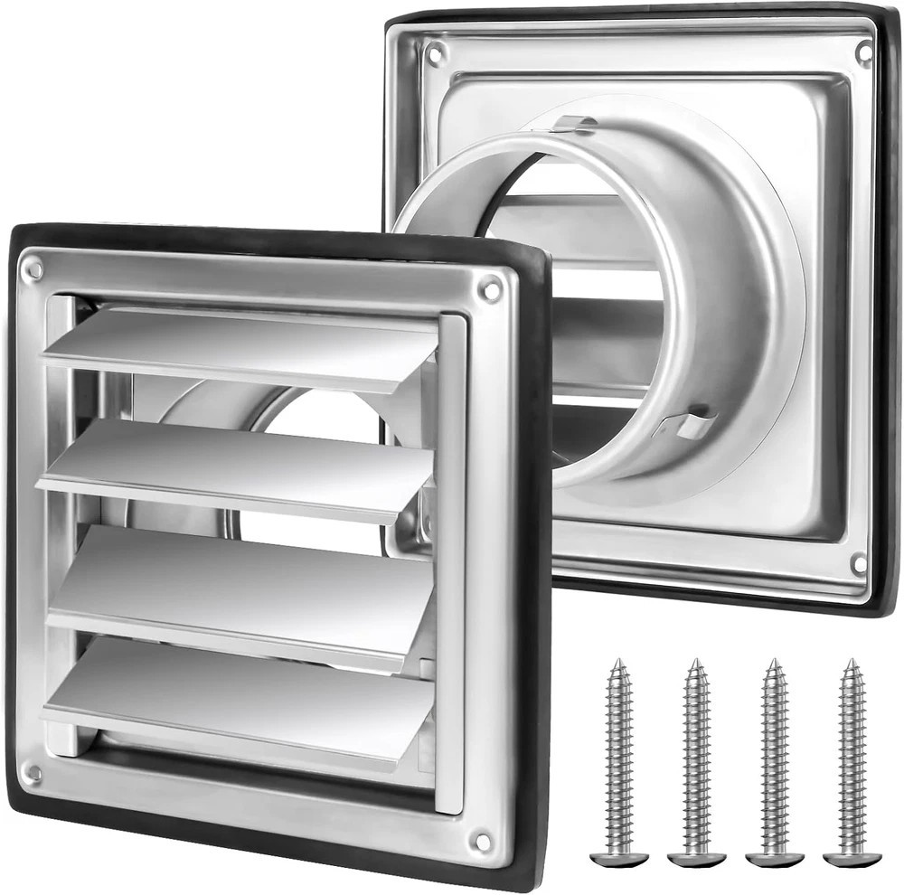 4 Inch Stainless Steel Dryer Vent Cover Outdoor Louvered Exhaust Cap