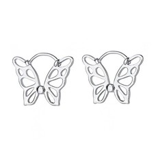Butterfly Earrings for Women, Silver Butterfly Huggie Earrings with Hollow Cutou