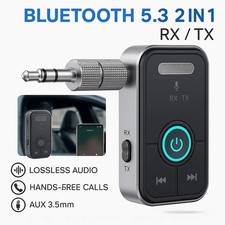 Bluetooth 5.3 2-in-1 Transmitter Receiver AUX Adapter Wireless for Car TV Speake