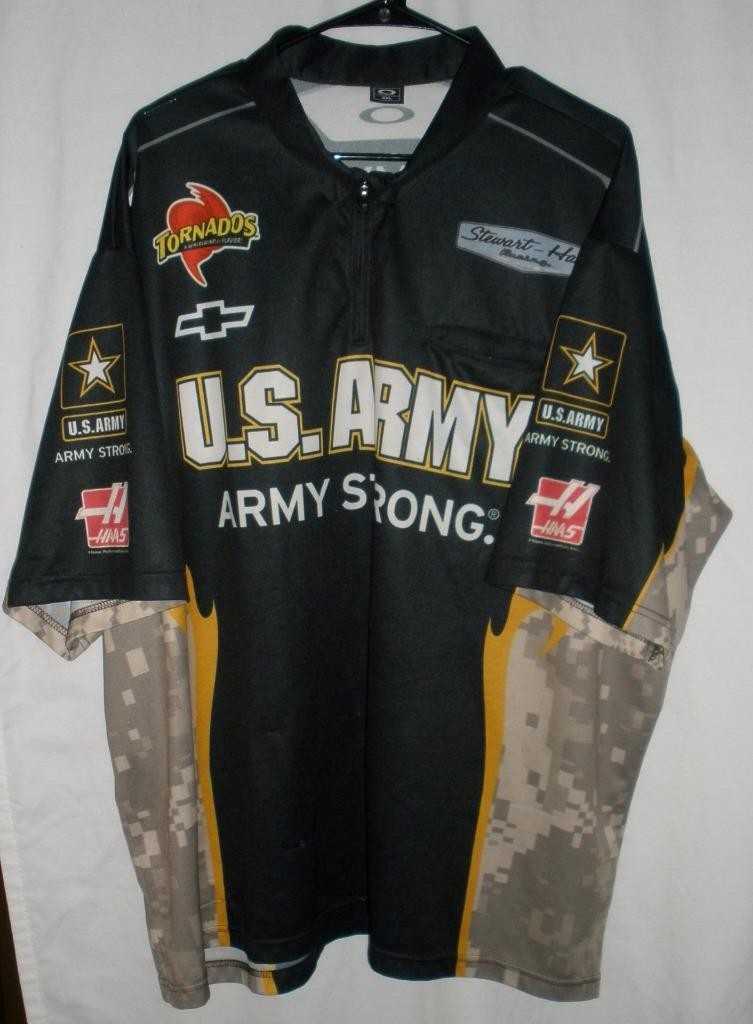 RYAN NEWMAN U.S. ARMY STEWART HAAS OAKLEY NASCAR RACE WORN PIT CREW SHIRT 3XL