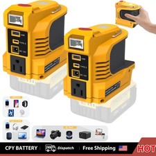 2x Power Inverter Compatible with Dewalt 20V Battery, DC 20V to AC 110V with LED