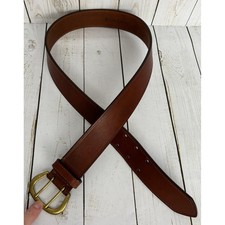 Ralph Lauren Brown Leather Belt Double Prong Brass Buckle Size Large 2222850
