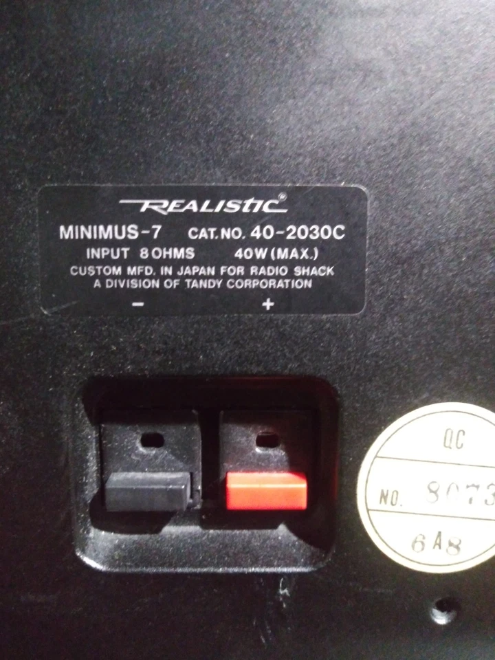 Tested & Working Set of 2 Realistic Minimus 7 Black Bookshelf Speakers 40w 8Ohm Foto 4 de 4