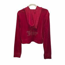 Juicy Couture Y2K Fuchsia Velour Zip Hoodie Rhinestone Back Logo XL
