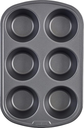 GoodCook Everyday Nonstick Steel Jumbo Texas Muffin 6-Cup (Pack of 2), Gray