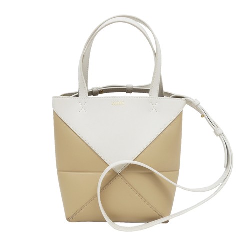 Loewe Puzzle Fold Mini Shoulder Bag Hand Bi Color Ivory Beige Ladies