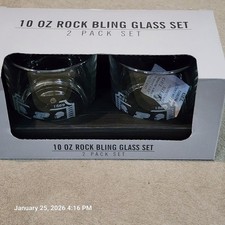 Purdue University 10 OZ Bling Rock Glasses Set Of 2 Set Whiskey New Clear Etched