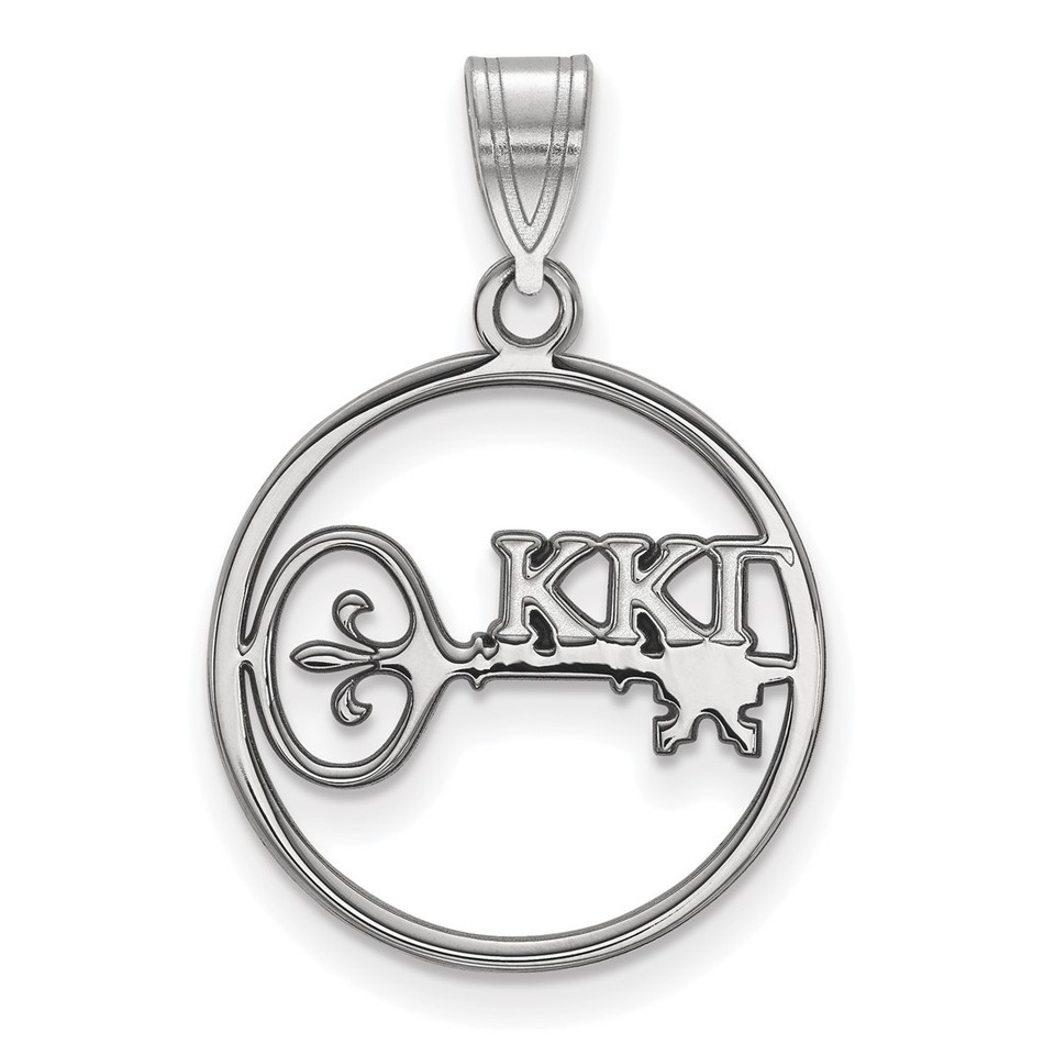Kappa Signages LogoArt Sterling Silver Rhodium-plated Kappa Kappa Gamma Symbol Circle ...