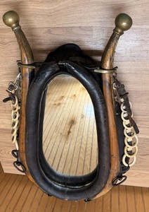 Antique Leather Horse Harness Collar Mirror w/ Hames Ranch Western Yellowstone