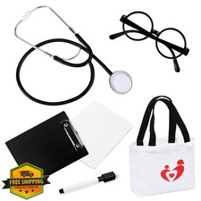 Kids Doctor Costume Lab Coat Scrubs Set with Accessories Ages 3-12