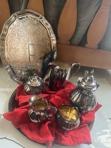 Vintage Baroque by Wallace 7 Piece Silver Coffee/ Tea Set /US 24h