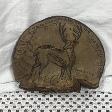 Vintage 1938 Fin Fur And Feather Inn Deer Plaque Haneyville PA Handmade Fungus
