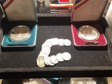 Mercury Dimes Barber Dimes 18 Total Plus Two Commemorative Coin Sets Plus Book