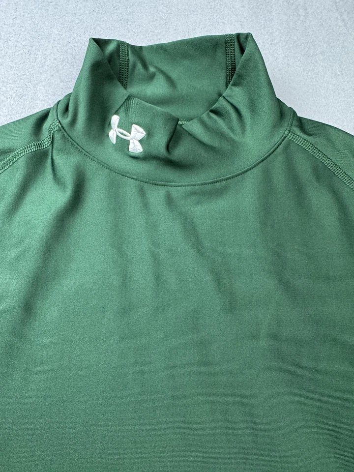 Under Armour ColdGear Mock Compression Shirt Mens Medium Green Long Sleeve FW13 - Image 3 of 4