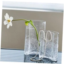 2.8lb Flower vase,Clear Glass Vase for Office Decor, Art Hand Blown Glass 