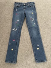 Gap Kids Girls Size 10 Medium Wash Jeans Low Rise Distressed Stretch Super Skiny