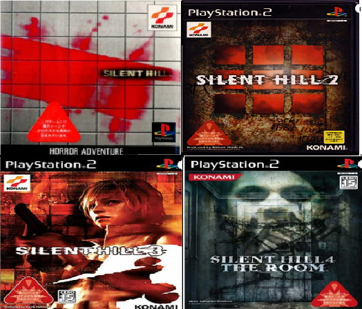 PS1 Silent Hill 1 & PS2 Silent Hill 2 3 4 Set of 4 Konami Japan