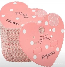 100 Pink Heart Shaped Earring Cardboard Display Cards Brand New