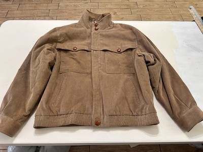 Men s NWOT Vtg Cortefiel Long Sleeve Full Zip Corduroy Tan Jacket Size 44