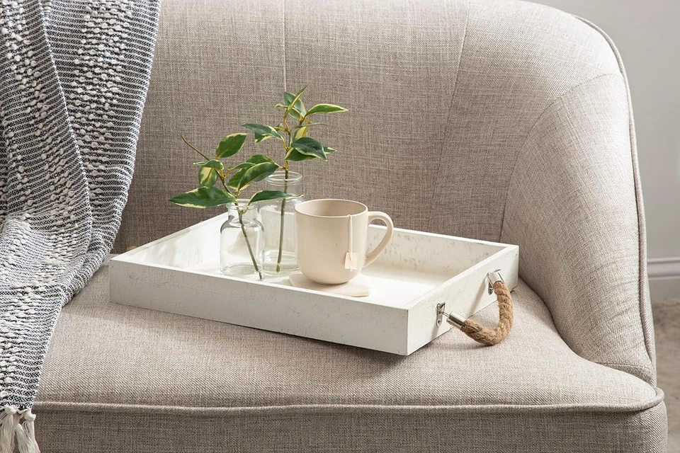 Bayville Coastal Farmhouse Wood Tray; 13 X 17; White; Decorative Wooden Tray wit - Image 3 of 4