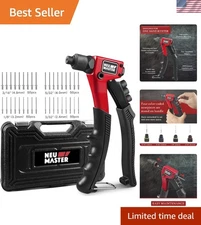 Professional Rivet Gun Kit: 200 Rivets, Ergonomic Design & Heavy Duty Build