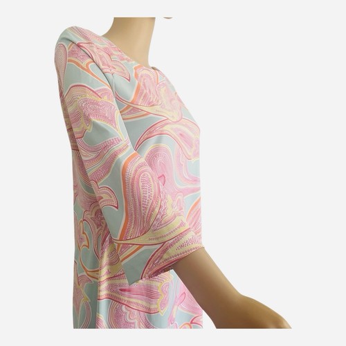 BRITT fitted paisley above knee dress M boat neck 3/4 sleeves made in USA - Picture 2 of 13