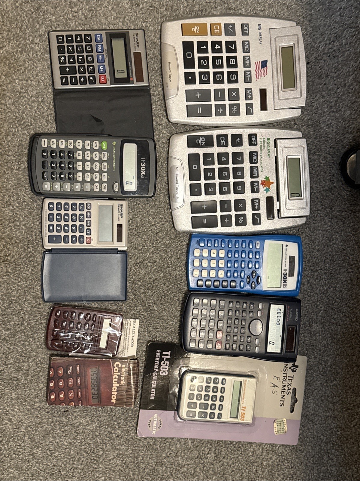 9x Calculator Lot Texas Instruments Casio Sharp Calculator Tested! Working V6-image