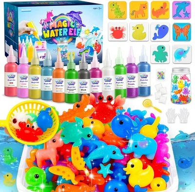FUNEWEST Magic Water Elf Aqua Gelz Set 12 Farben 10 Formen Wasser Gel Kinder 5-8 Jahre