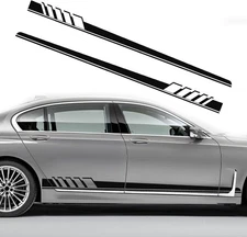 Auto Racing Body Door Side Stripe Graphic Vinyl Sticker Decals Black