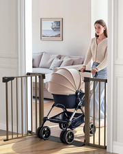 Auto Close Baby Gate for Stairs - Award Winning Pet Safety Gate, Brown