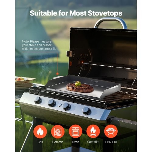 VEVOR Carbon Steel Griddle, 22x16 inch Universal Flat Top Rectangular Plate, Gas