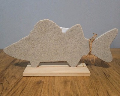 Walleye Or Perch Shaped Corian Cutting Board With Stand 18''L  New