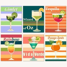 Bougimal 6 Pack Paint by Numbers Kit for Beginners, 11" W x 14" L Cocktail 5